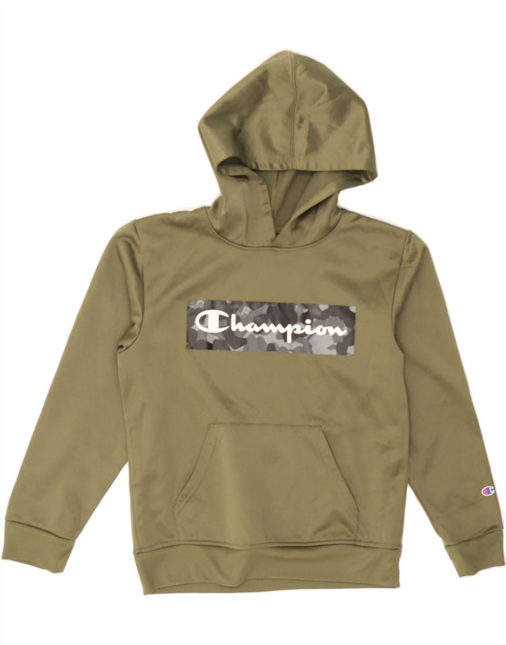 FILA Boys Graphic Hoodie Jumper 10-11 Years Green Polyester Vintage Fila and Second-Hand Fila from Messina Hembry 