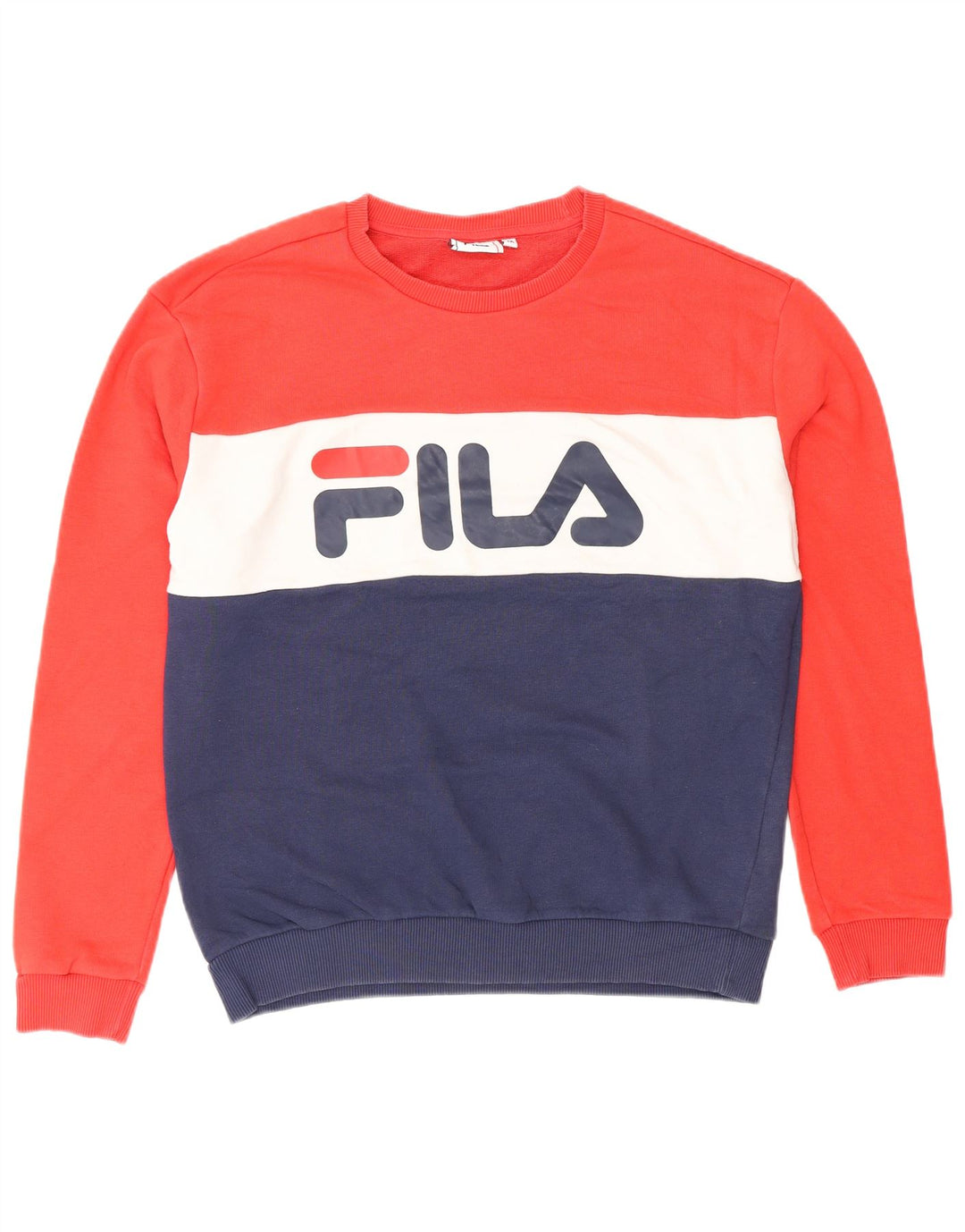 Женский свитер с рисунком FILA UK 14, средний темно-синий с цветными блоками