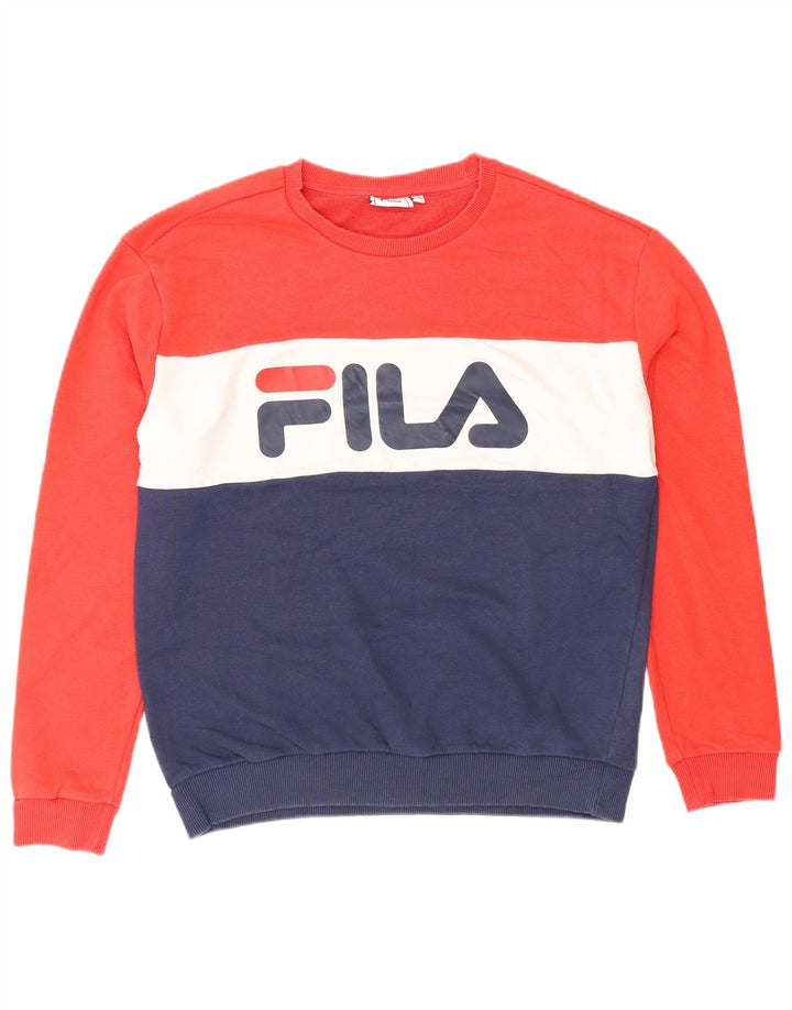 Женский свитер с рисунком FILA UK 14, средний темно-синий с цветными блоками