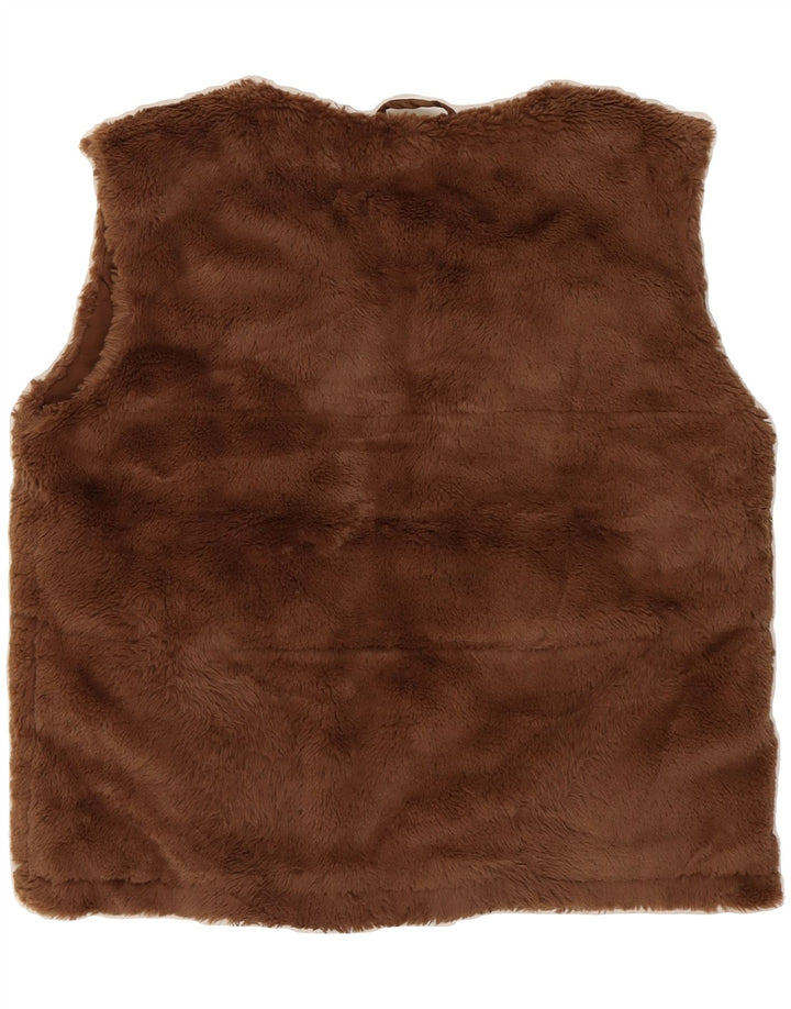 ZARA Womens Open Fleece Gilet UK 10 Small Brown Vintage Zara and Second-Hand Zara from Messina Hembry 