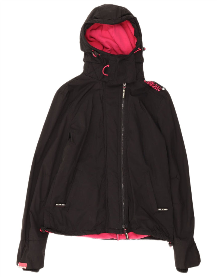 Женская ветровка с капюшоном Superdry UK 14, средний черный нейлон