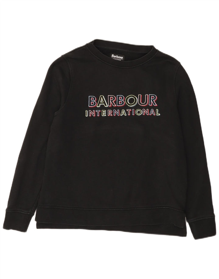 Женский свитер с рисунком Barbour UK 12, средний черный хлопковый джемпер