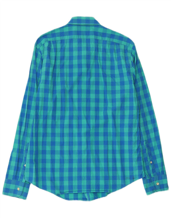 Мужская приталенная рубашка узкого кроя J. Crew, хлопковая синяя клетка среднего размера