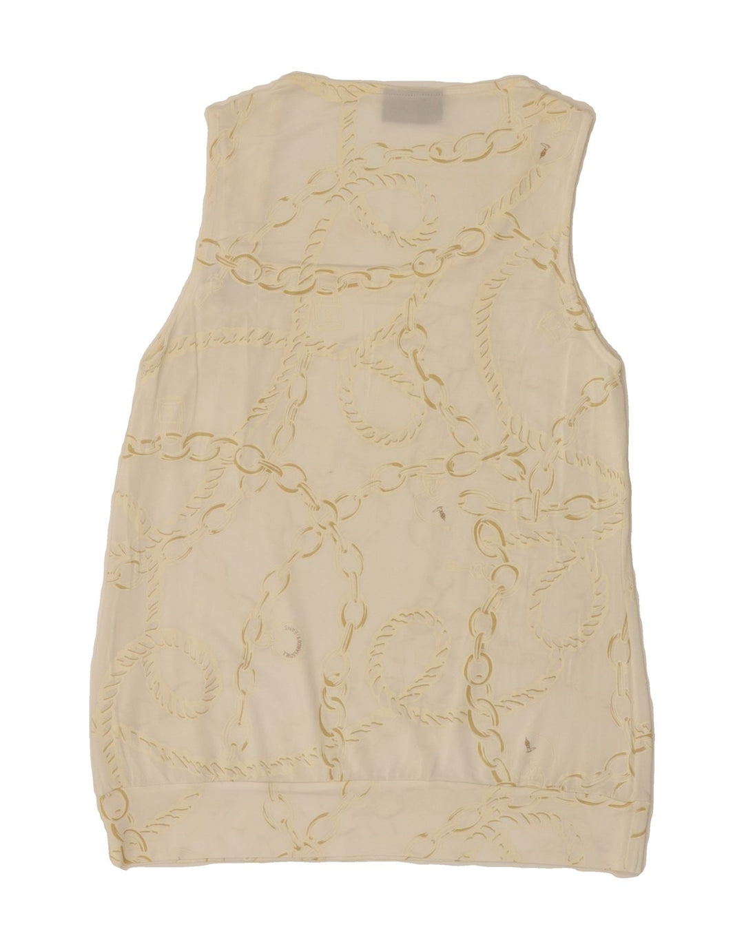 TRUSSARDI Womens Abstract Pattern Sleeveless Blouse Top UK 14 Large Beige Vintage Trussardi and Second-Hand Trussardi from Messina Hembry 