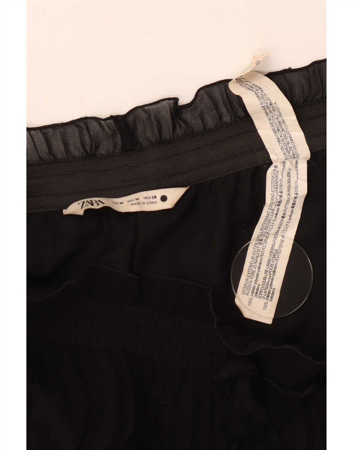 Женские брюки-капри с высокой талией Zara, средние W28 L20, черные