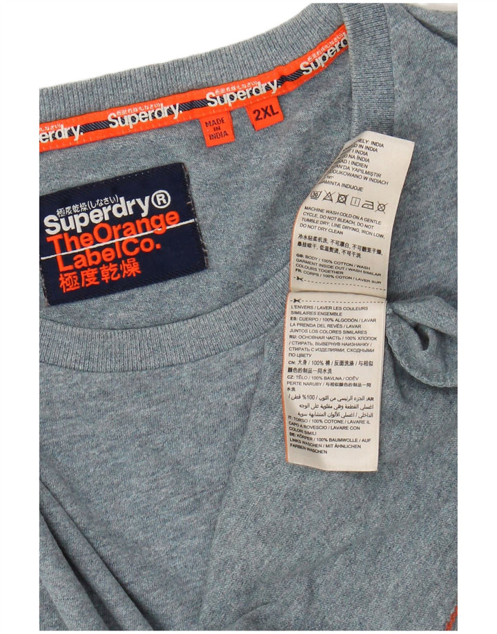 SUPERDRY Мужская футболка 2XL, синяя в крапинку, хлопок