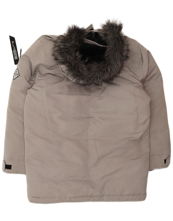 HOLLISTER Мужская стеганая куртка с капюшоном UK 40, большой серый полиэстер