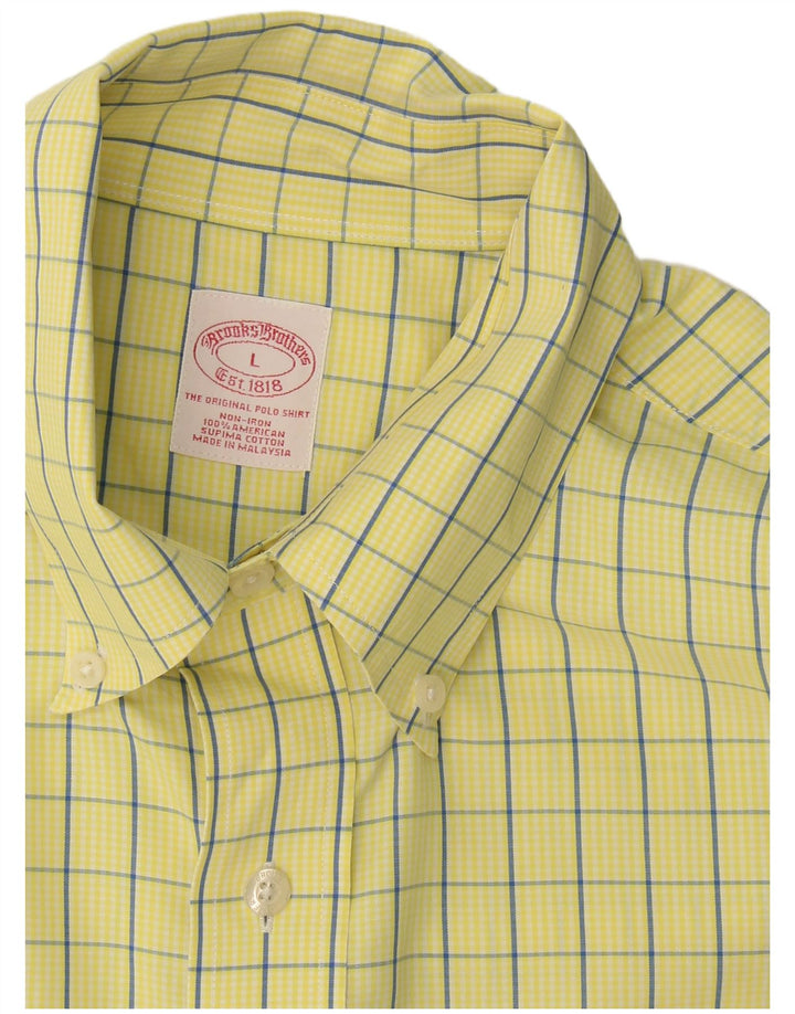 Мужская рубашка Brooks Brothers, большая желтая клетка в клетку, хлопок