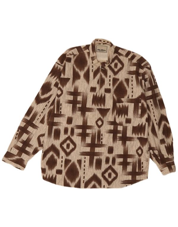Мужская пуловерная рубашка Mac Fashion XL коричневого цвета с геометрическим рисунком