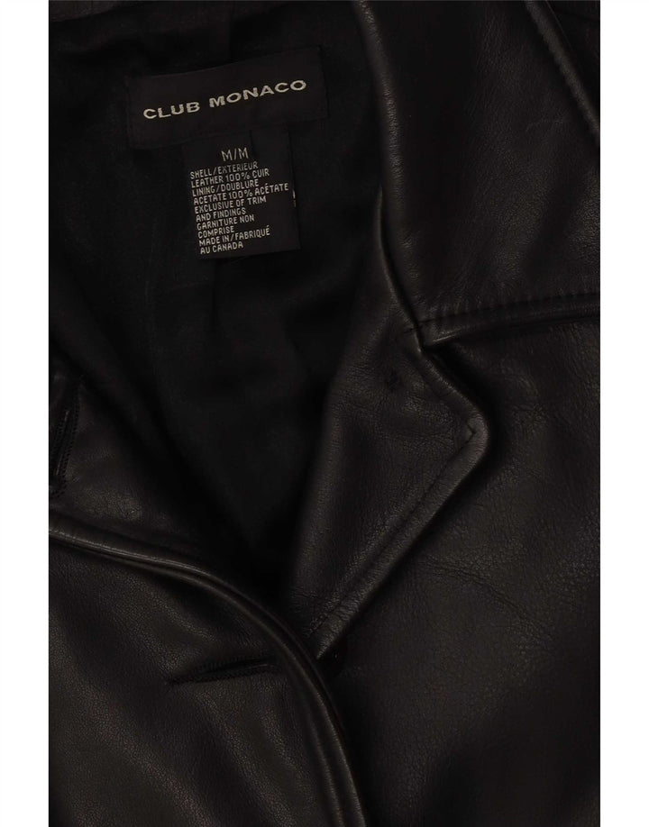 Женская кожаная куртка Club Monaco UK 14, черная кожа среднего размера