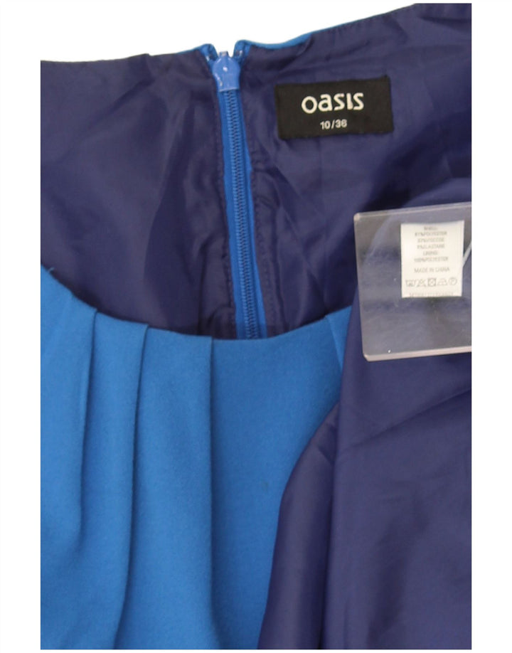 Женское платье трапециевидного силуэта без рукавов Oasis UK 10, маленький синий полиэстер