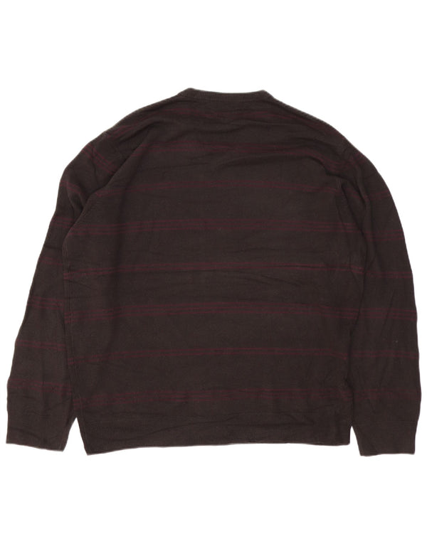 Мужской джемпер с v-образным вырезом Marks & Spencer Blue Harbor XL коричневый в полоску
