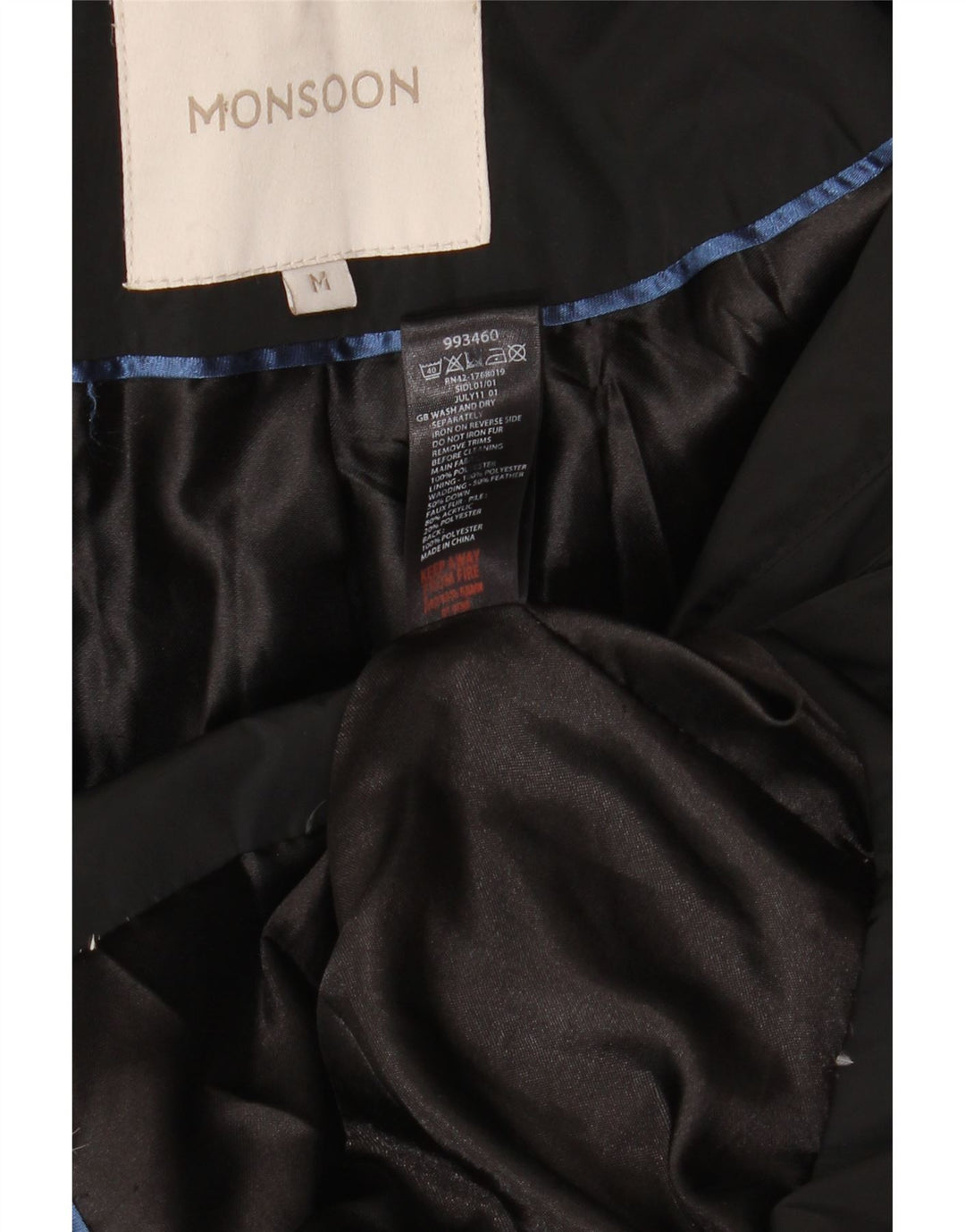 Женское пуховое пальто с капюшоном Monsoon UK 14, средний черный полиэстер