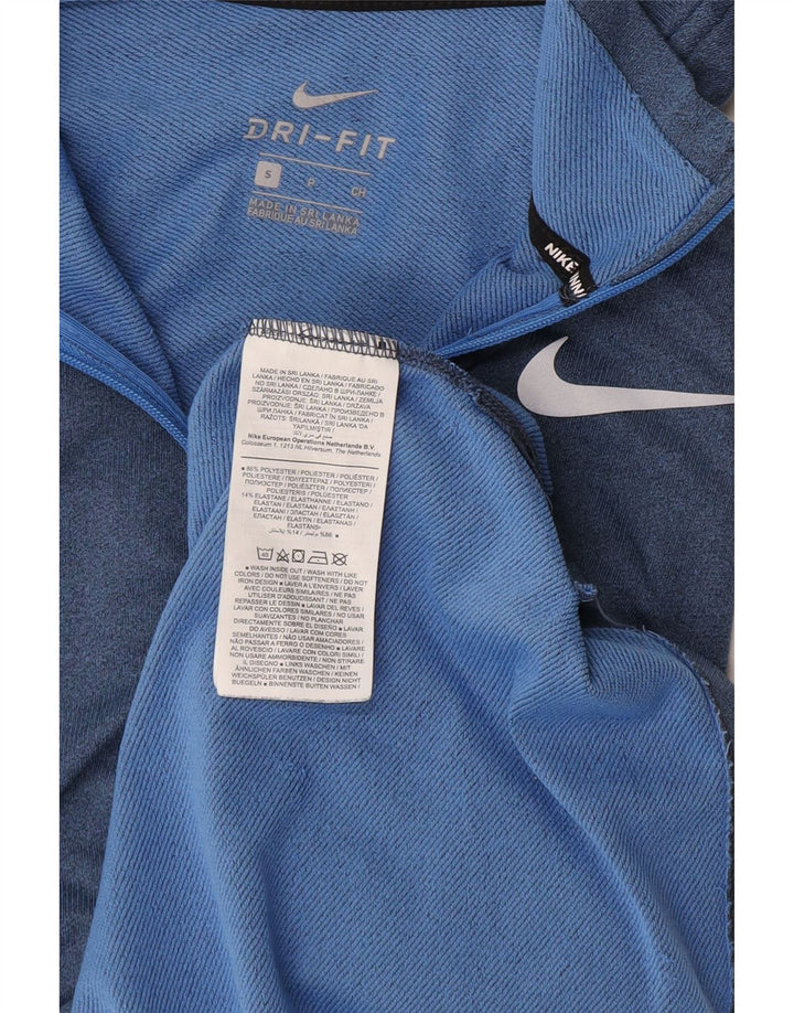 Мужской пуловер с воротником на молнии Nike Dri Fit, спортивный костюм, маленький синий полиэстер