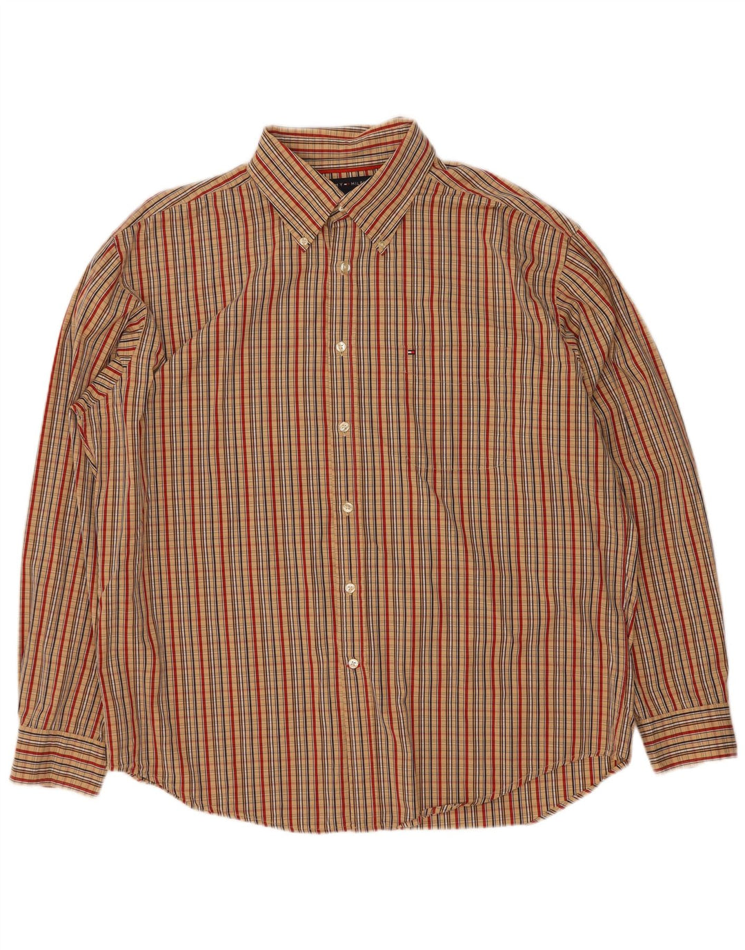 Мужская рубашка Tommy Hilfiger XL, бежевая клетка, хлопок