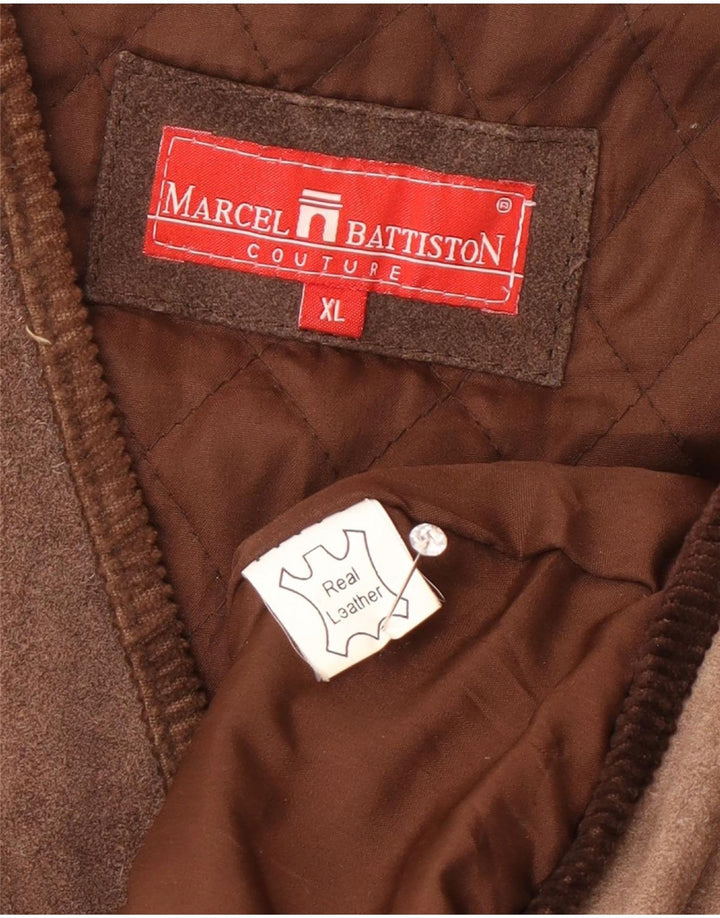 Жилет мужской кожаный Marcel Battiston XL коричневый классический