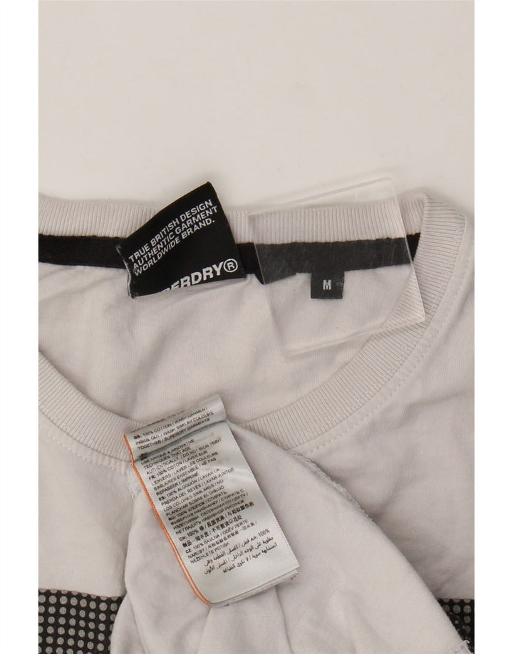 Superdry Мужская футболка с рисунком Топ среднего размера, белый хлопок