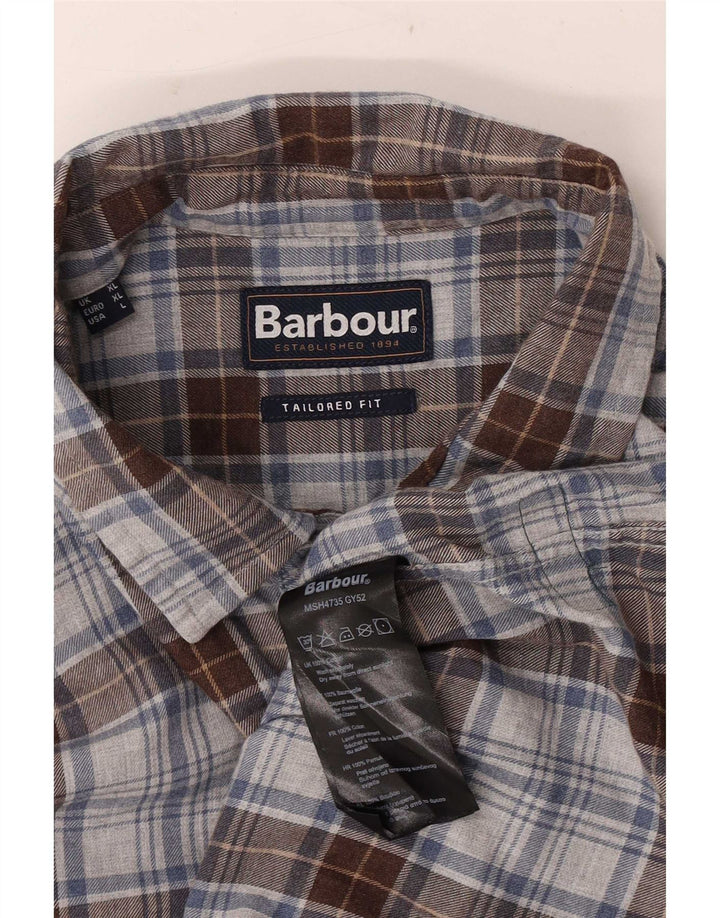 Мужская фланелевая рубашка Barbour XL серого цвета в клетку, хлопок