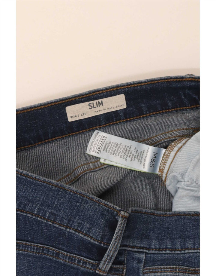 Мужские узкие джинсы Marks & Spencer W34 L31 синие, хлопок