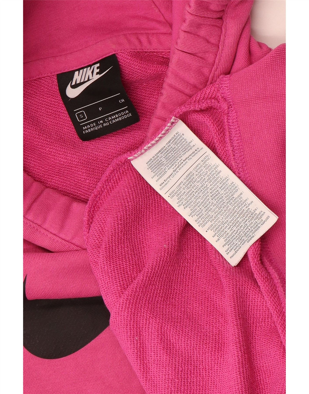 Женский джемпер с капюшоном большого размера с рисунком Nike UK 10, маленький розовый хлопковый