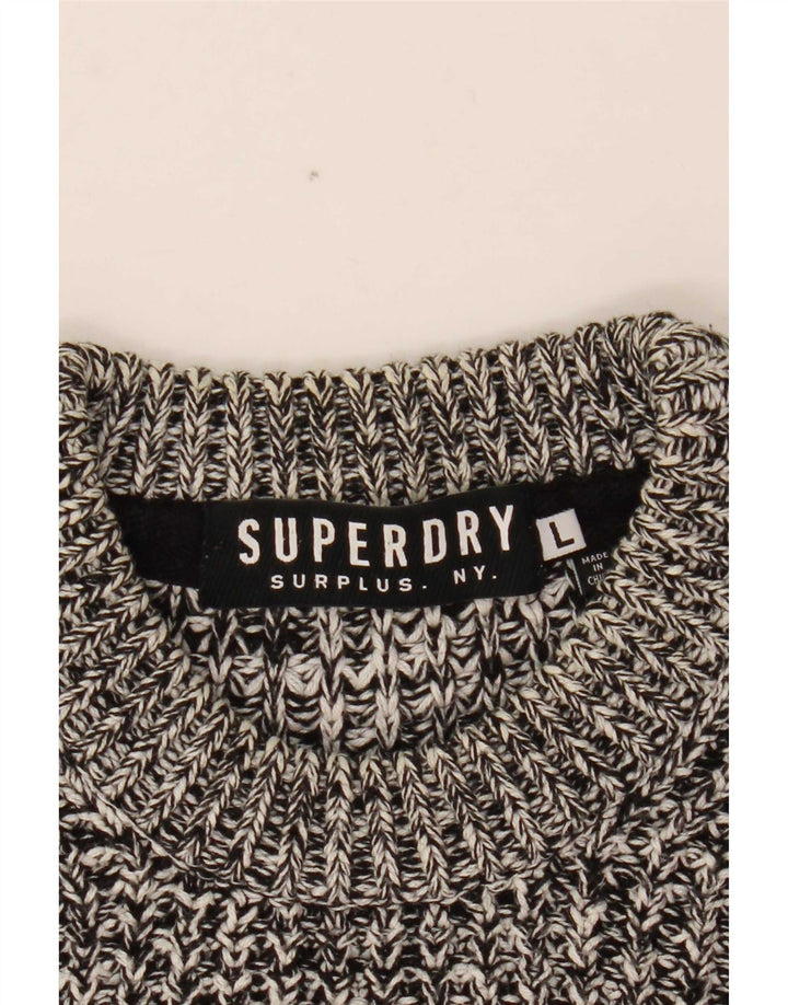 Мужской джемпер с круглым вырезом Superdry, большой серый в крапинку