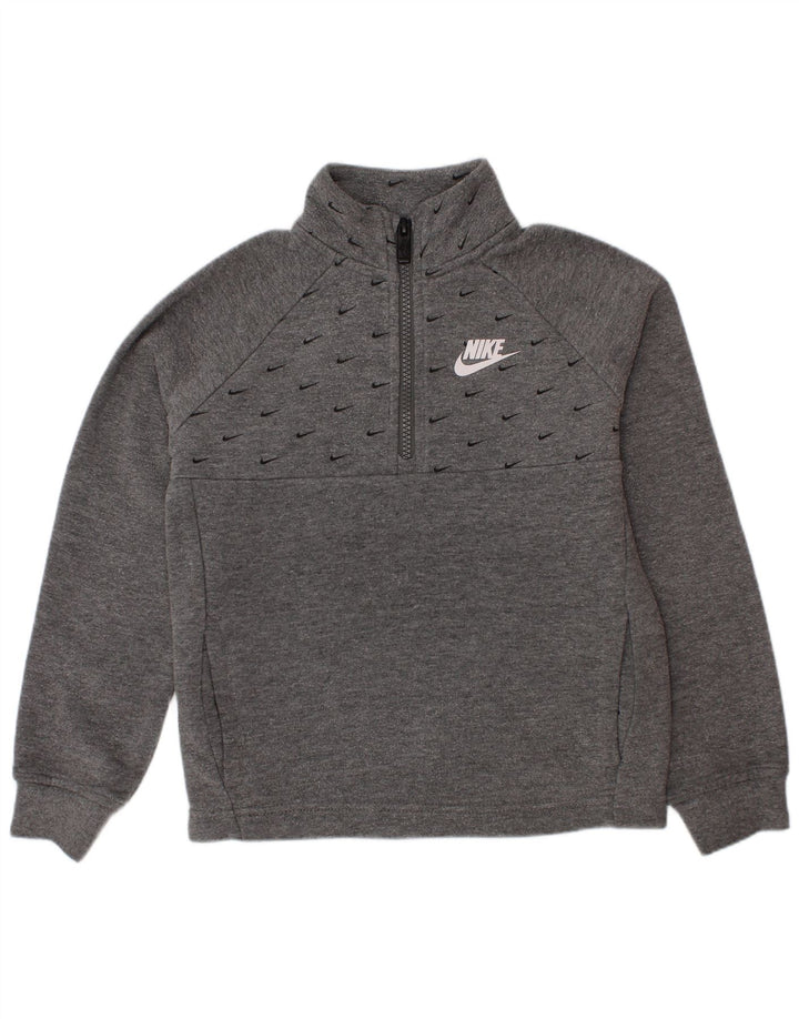 Джемпер с рисунком на молнии для мальчиков Nike, 5–6 лет, хлопковый средний серый цвет