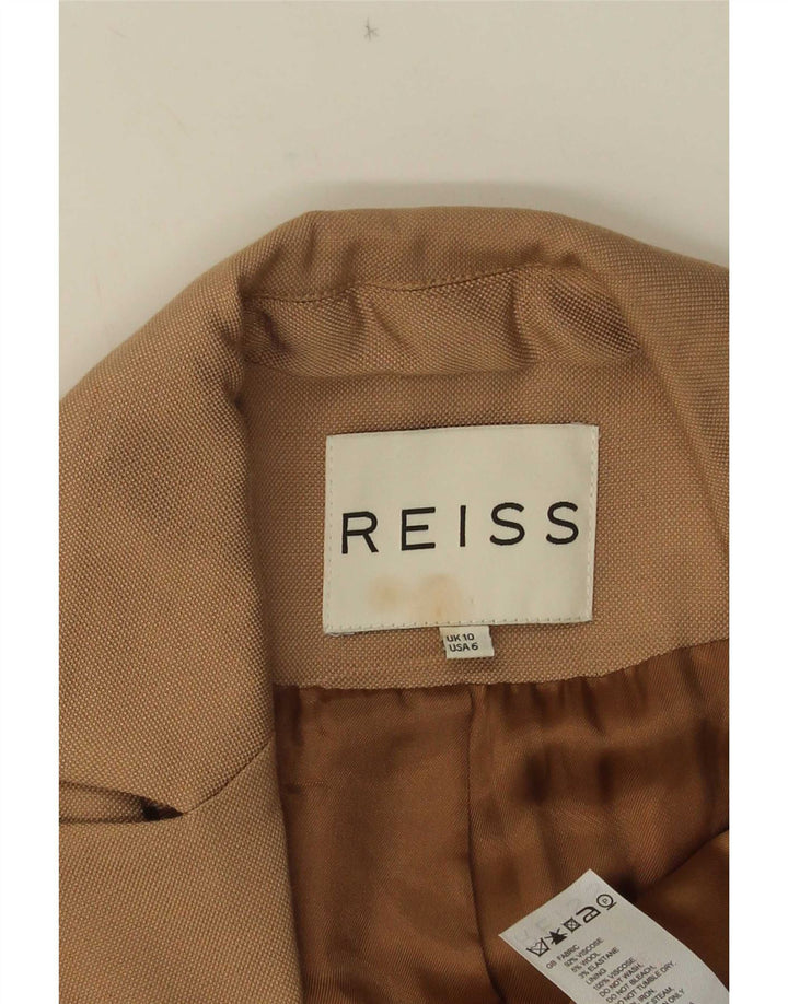 Женский пиджак Reiss на 1 пуговице UK 10, маленький, бежевый, вискоза