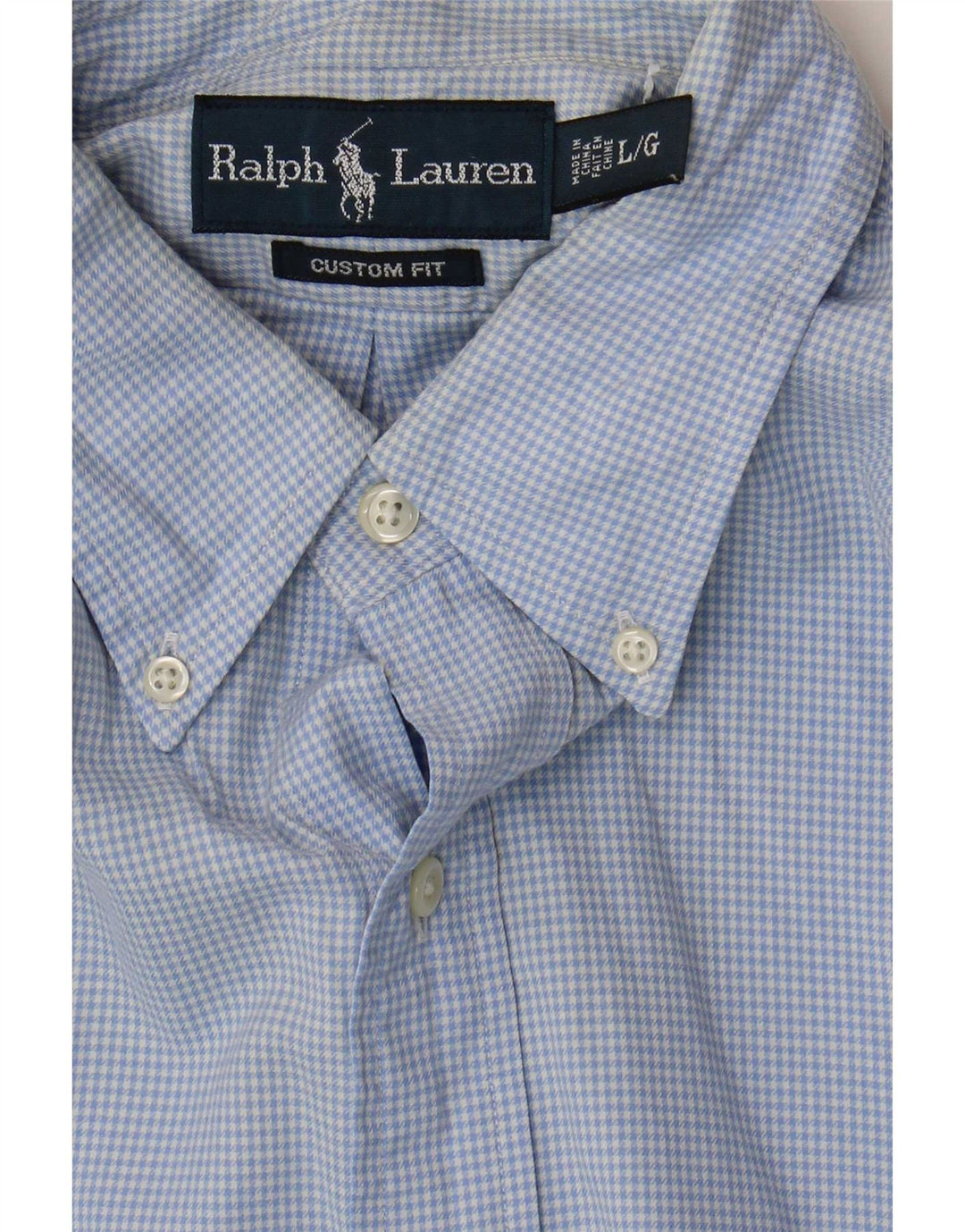 Мужская рубашка на заказ Ralph Lauren в крупную синюю клетку из хлопка