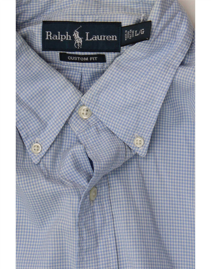 Мужская рубашка на заказ Ralph Lauren в крупную синюю клетку из хлопка