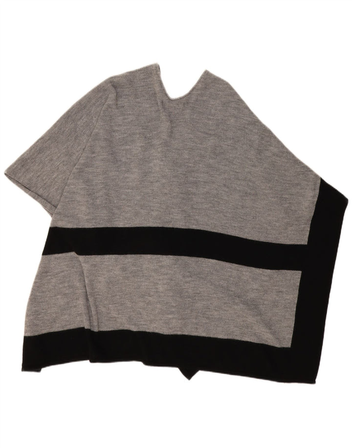 LIBERTY Womens Poncho Cardigan Sweater One Size Grey Colourblock