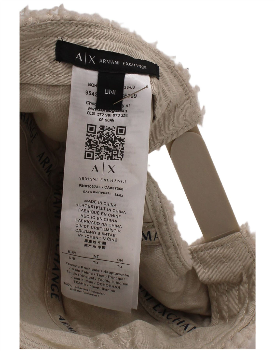 Мужская бейсболка из флиса Armani Exchange, белый полиэстер, один размер