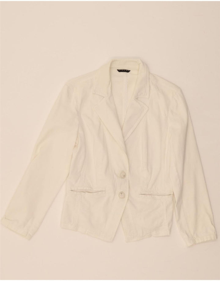 SISLEY Womens 2 Button Blazer Jacket UK 10 Small White Vintage Sisley and Second-Hand Sisley from Messina Hembry 