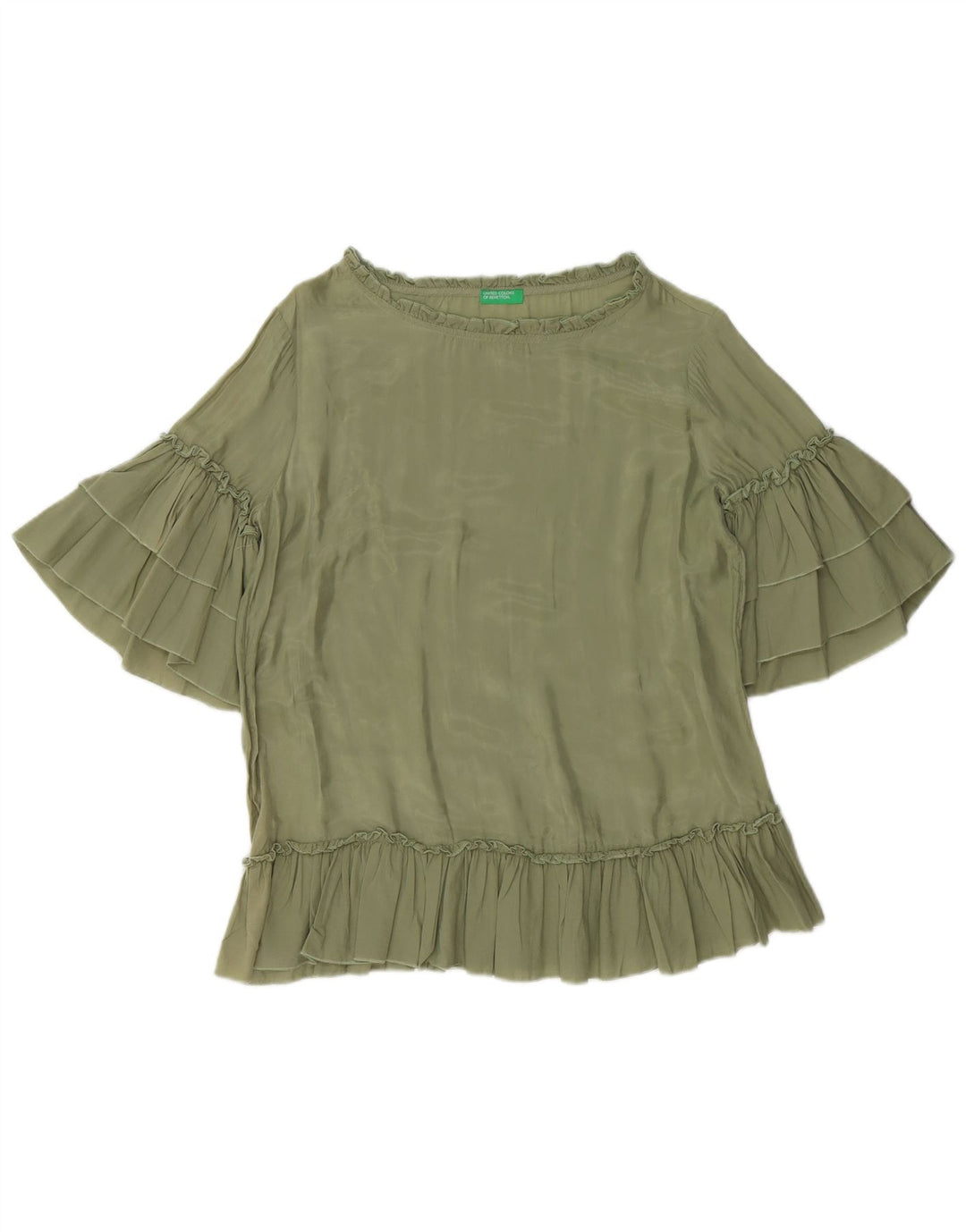 Женская блузка оверсайз BENETTON Top UK 10 Small Green Cupro