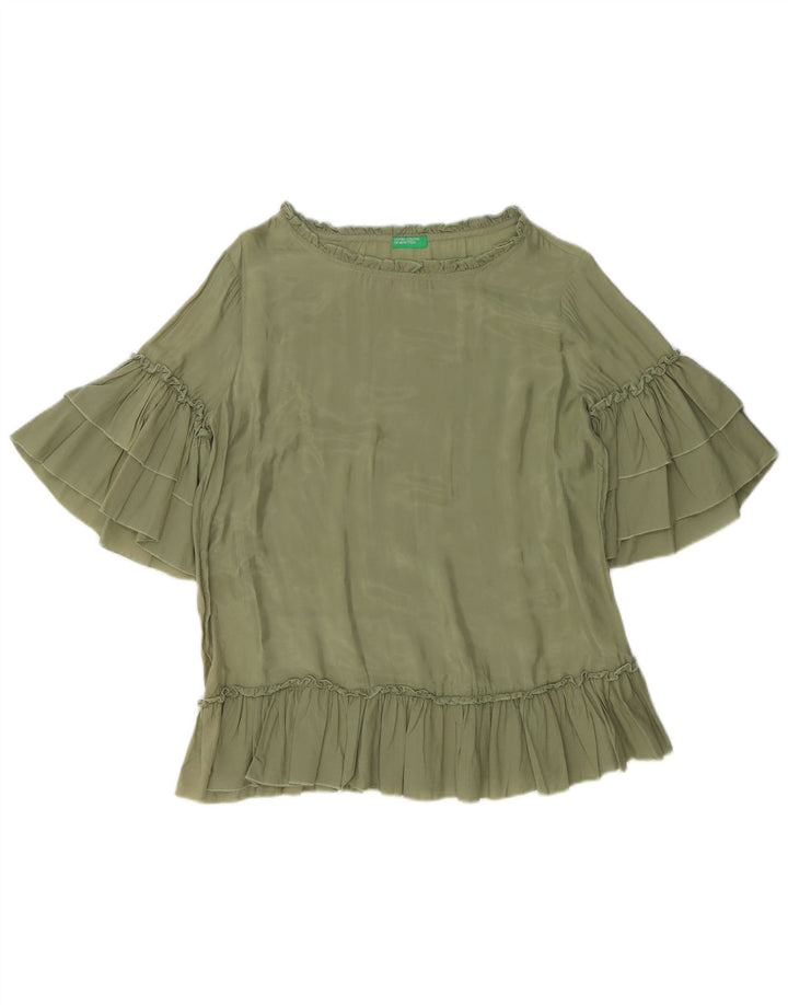 Женская блузка оверсайз BENETTON Top UK 10 Small Green Cupro