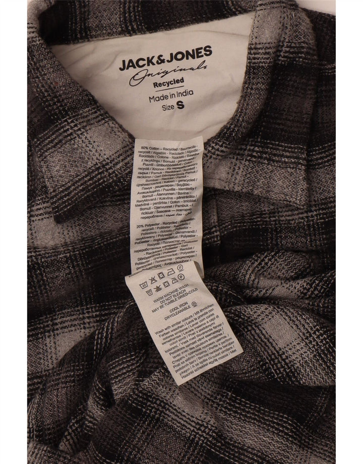 Мужская фланелевая рубашка в клетку Jack & Jones, маленькая серая, хлопковая