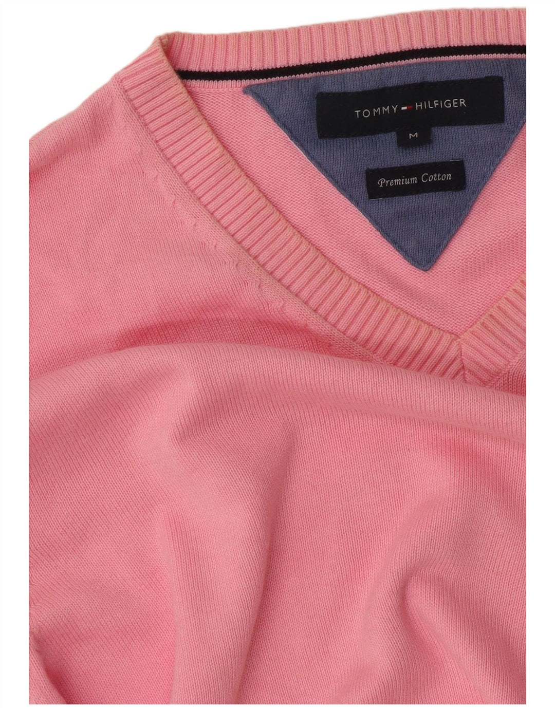 Мужской джемпер с v-образным вырезом Tommy Hilfiger, хлопковый свитер среднего розового цвета