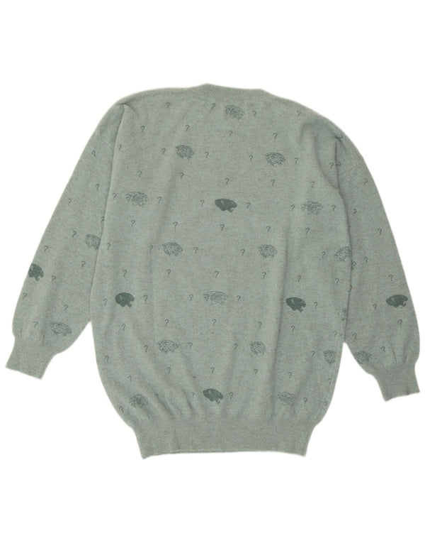 Женский джемпер Krizia с круглым вырезом и рисунком Poi, Великобритания, 18 XL, зеленый цвет шерсти