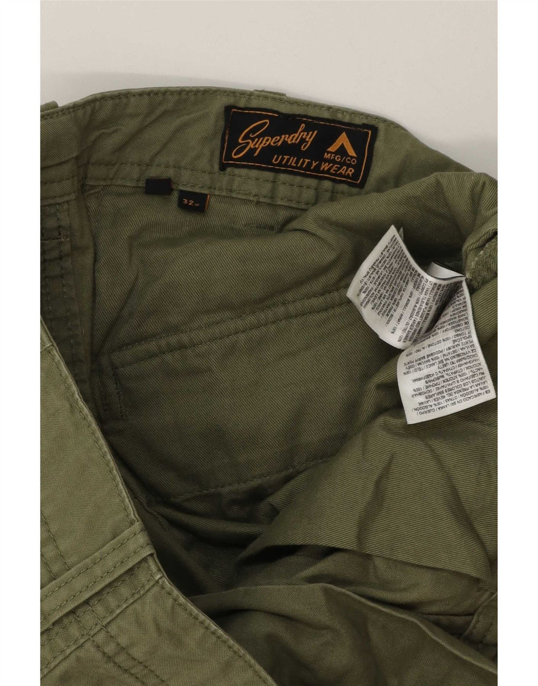 Мужские шорты-карго Superdry W32, хлопковые, среднего зеленого цвета
