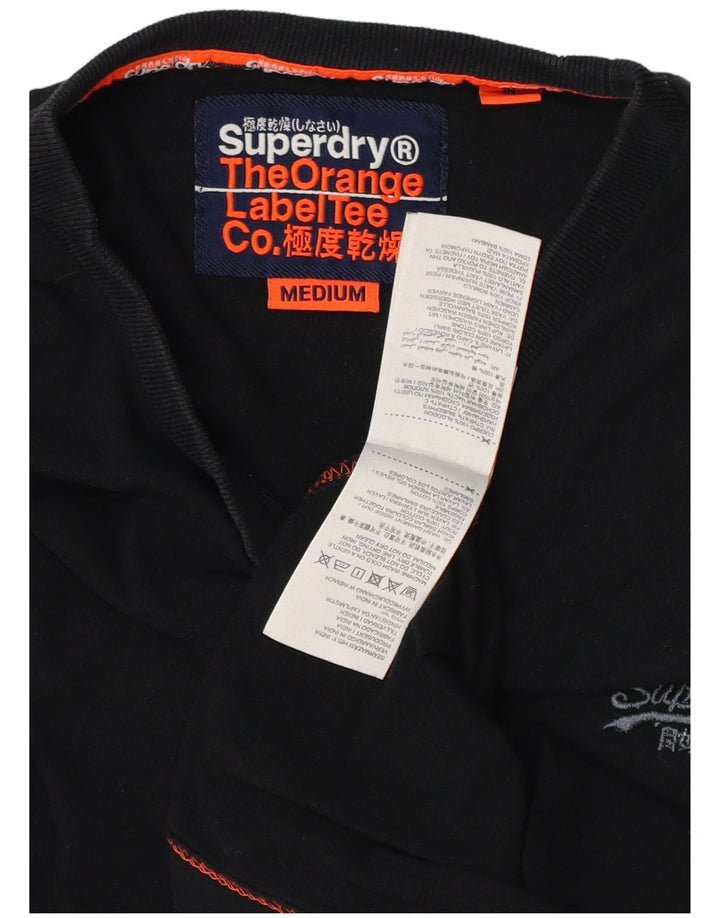 SUPERDRY Мужская футболка из хлопка среднего размера, черная