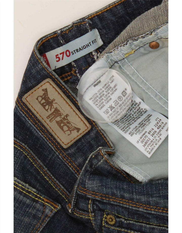 Женские прямые джинсы Levi's 570 W32 L29 темно-синие, хлопок