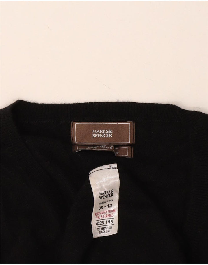 Женский джемпер с v-образным вырезом Marks & Spencer UK 12, средний черный, вискоза