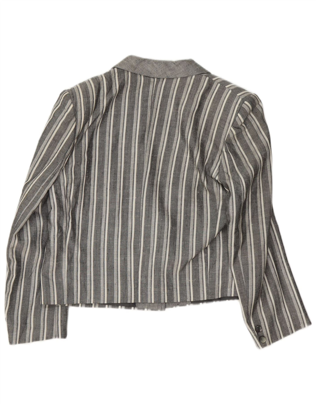 Винтажный женский укороченный пиджак на 1 пуговице, Великобритания, 12, средний серый цвет в полоску