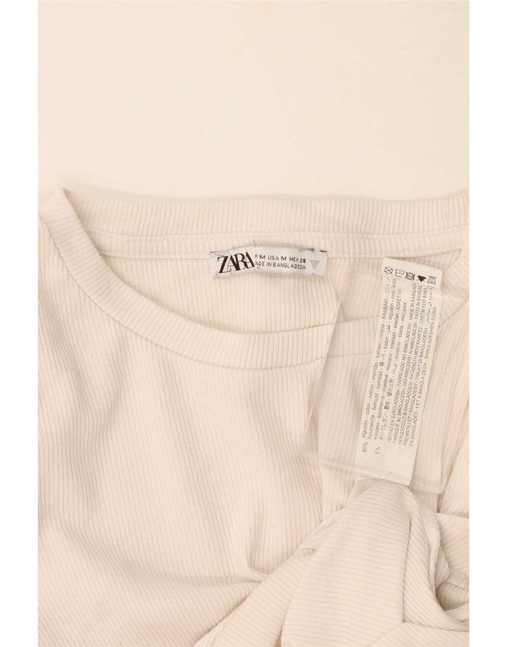 Женское боди Zara UK 12, хлопковый средний цвет белого цвета