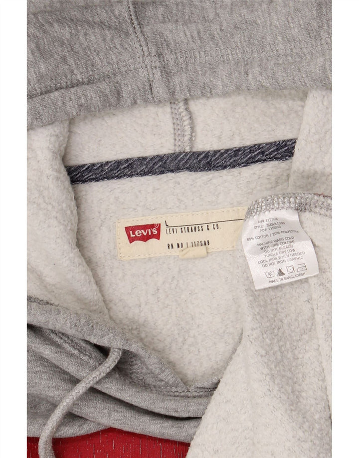 Мужской джемпер с капюшоном с рисунком Levi's, большой серый хлопок с крапинками