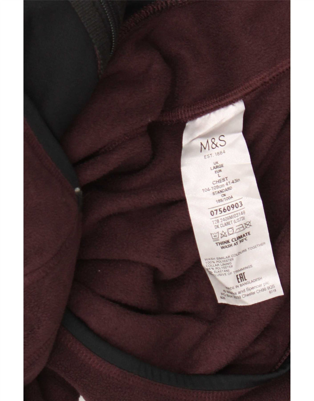 Мужская флисовая куртка Marks & Spencer UK 40, большой бордовый полиэстер