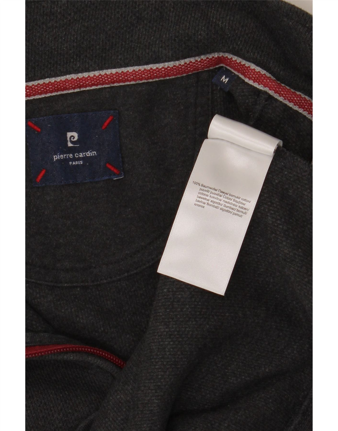 Мужской свитшот с воротником на молнии Pierre Cardin, хлопковый джемпер среднего серого цвета