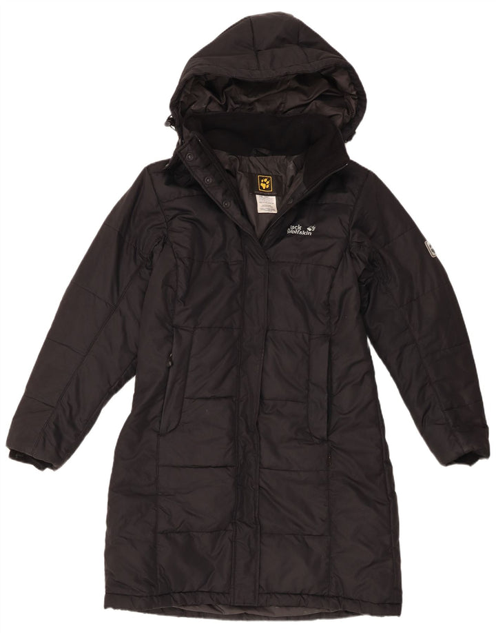 Женское стеганое пальто с капюшоном Jack Wolfskin UK 10, маленький черный полиэстер