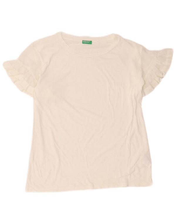 Женская футболка свободного кроя Benetton Top UK 8, маленький белый хлопок