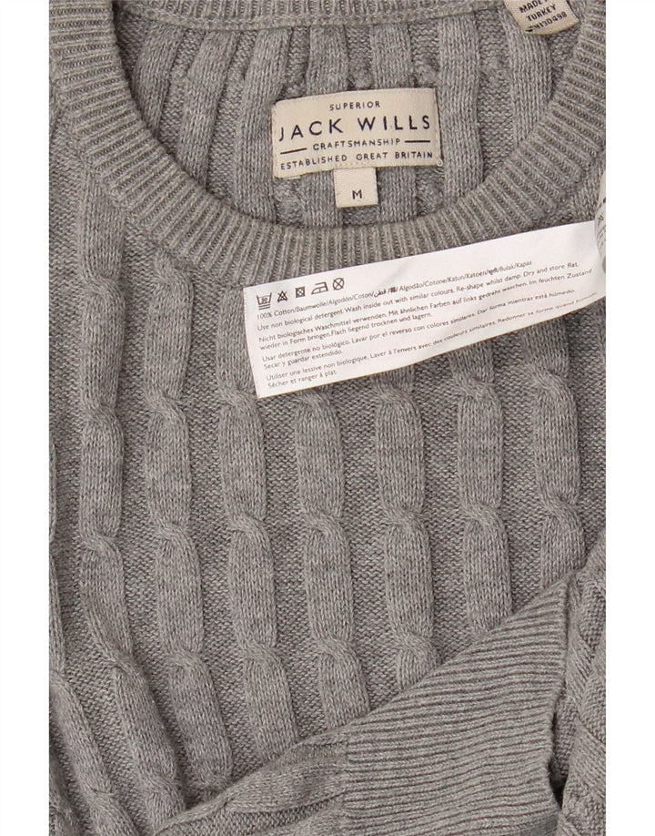 Мужской джемпер с круглым вырезом Jack Wills, хлопковый свитер среднего серого цвета