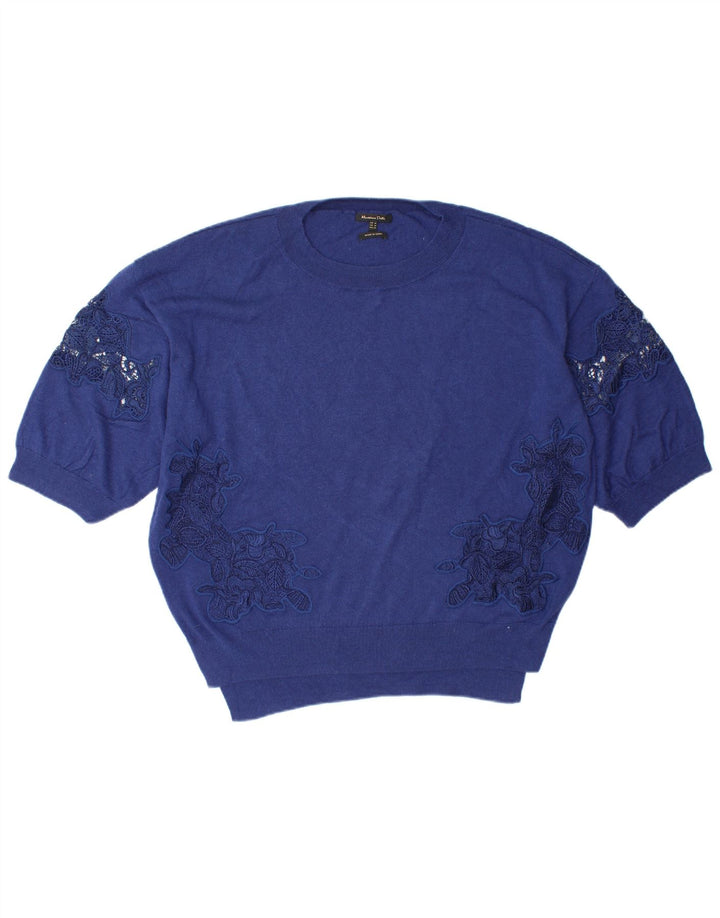 MASSIMO DUTTI Женский свободный джемпер с круглым вырезом UK 14 Средний синий